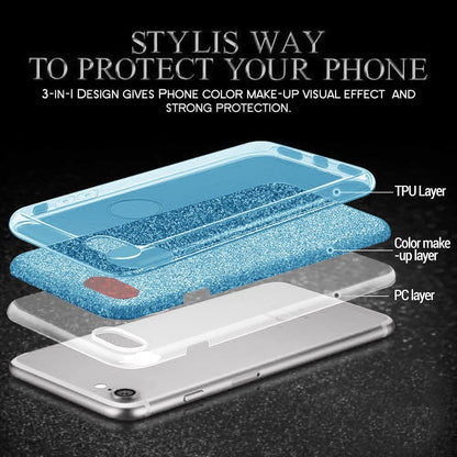 Samsung Galaxy A25 Hoesje - Blauw - Glitter Back Cover