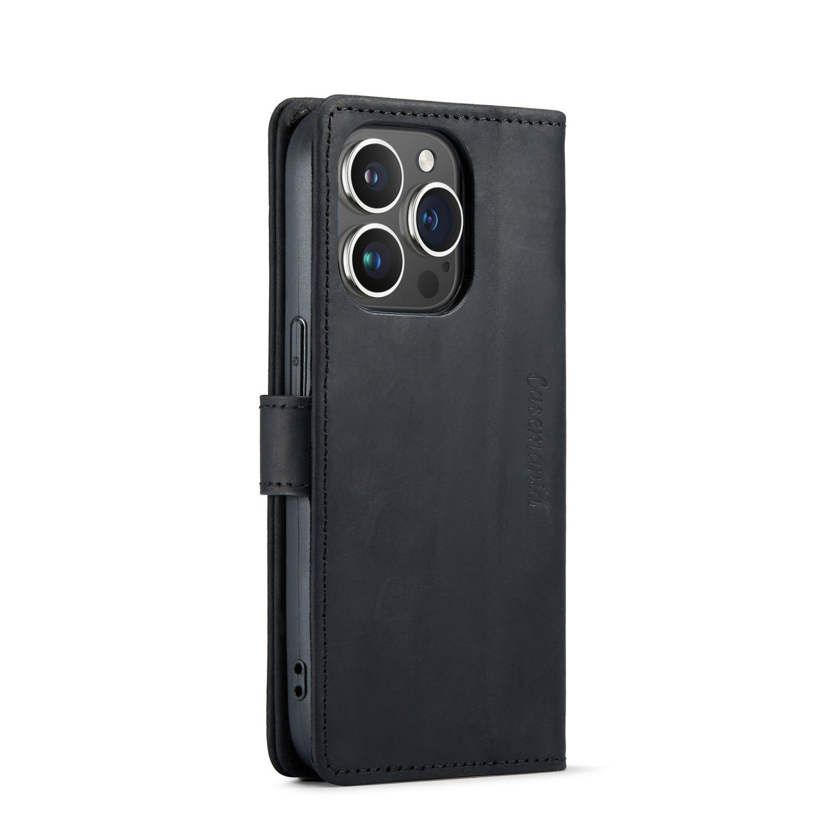 Apple iPhone 14 Pro Max Hoesje - Zwart - Echt Leren Bookcase