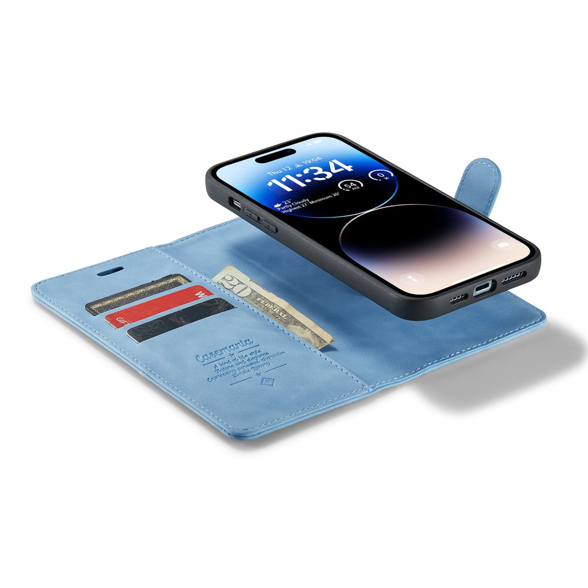 Apple iPhone 15 Pro Hülle - Sky Blue - 2-in-1 Klapphülle mit Kartenfach