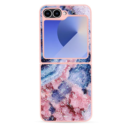 Samsung Galaxy Z Flip 6 Hoesje - Marmer Paars - Diamant Marmer Glitter Back Cover