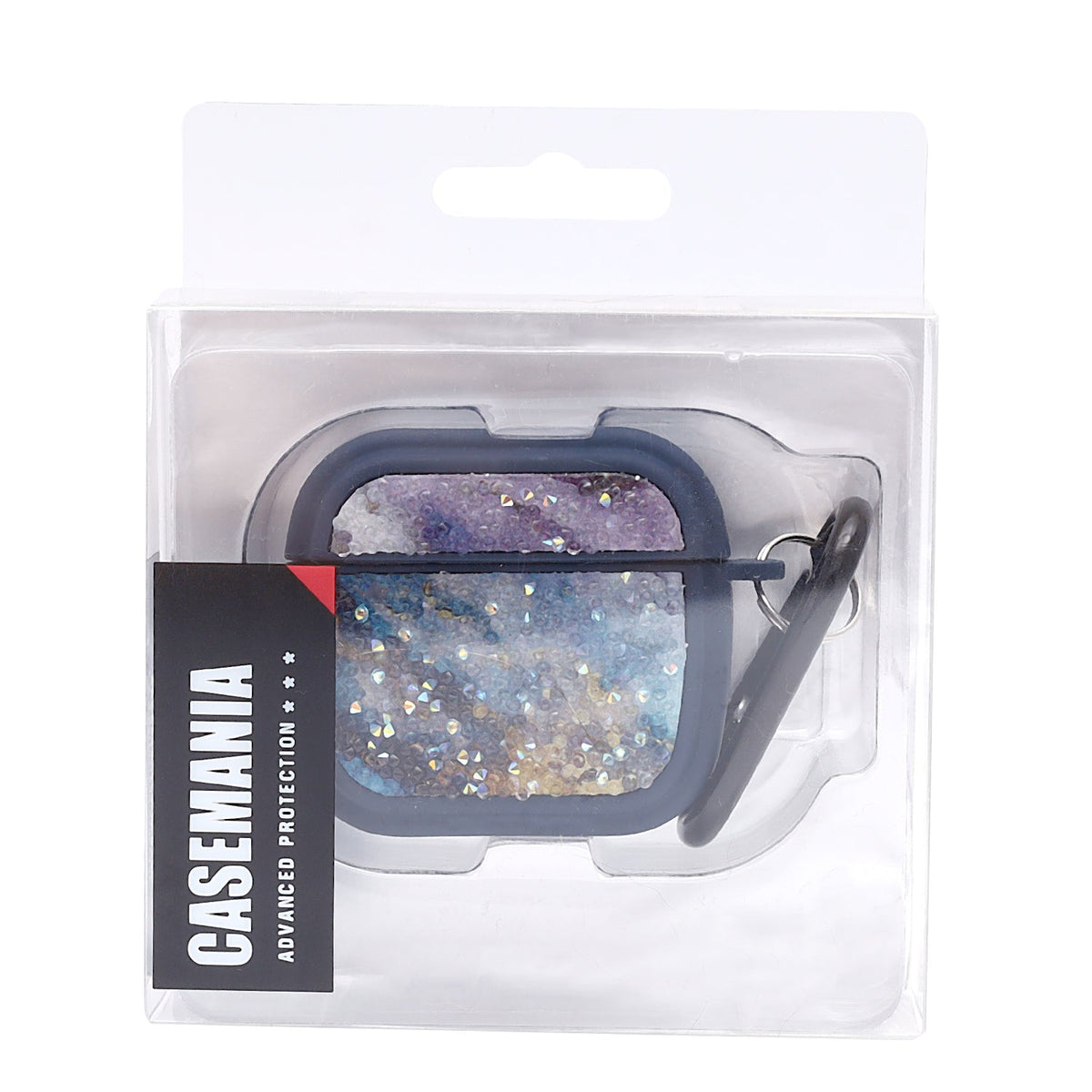 Apple AirPods 4 Hoesje - Diamant Marmer Glitter met Ring - Blauw