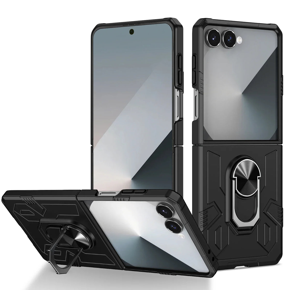 Samsung Galaxy Z Flip8 Hoesje - Zwart - Armor Kickstand Back Cover