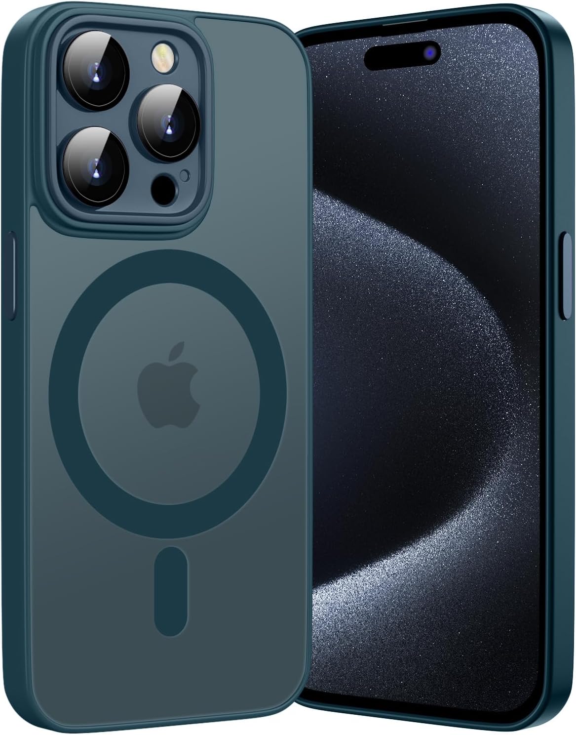 iPhone 15 Pro Max Hoesje - Blauw - Matte Armor MagSafe Back Cover
