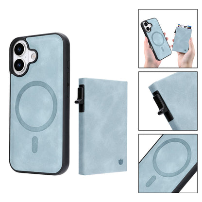 Apple iPhone 17 Case - Aqua Blue - MagSafe Back Cover with Pull-Out Card Holder