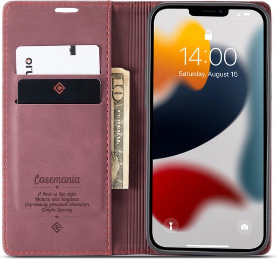 Apple iPhone 12 Pro Max Hoesje - Bordeaux Red - Dunne Bookcase