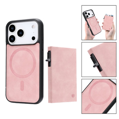 Apple iPhone 17 Pro Hoesje - Pale Pink - MagSafe Back Cover met Uitschuifbare Pasjeshouder