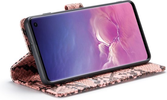 Samsung Galaxy S10+ Hoesje - Roze - Luxe Slangen Bookcase