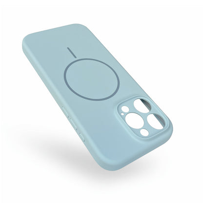 Apple iPhone 16 Pro Max Hoesje - Licht Blauw - Extra Sterke Liquid Siliconen MagSafe Back Cover met Magneetring