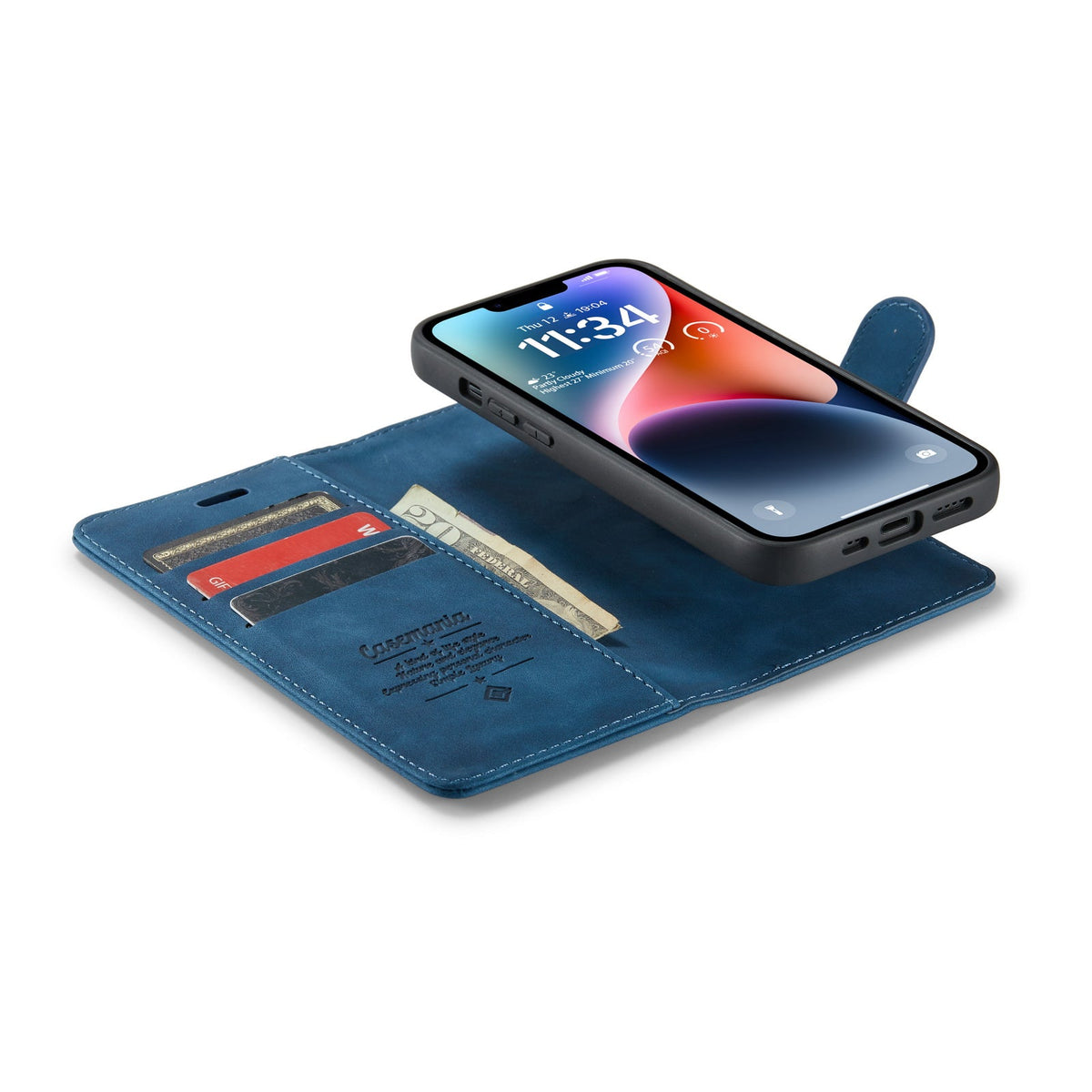 iPhone 15 Hoesje - Navy Blue - 2 in 1 Bookcase