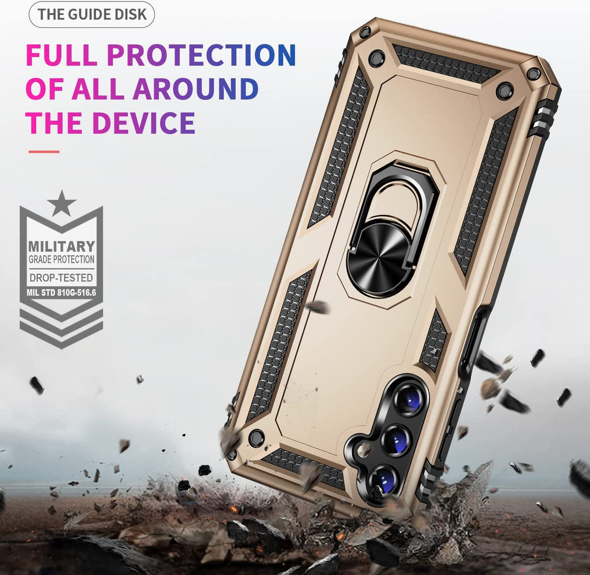 Samsung Galaxy A14 4G Hoesje - Goud - Armor Kickstand Back Cover