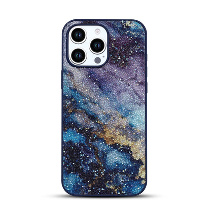 Apple iPhone 16 Pro Max Case - Blue - Diamond Marble Glitter Back Cover