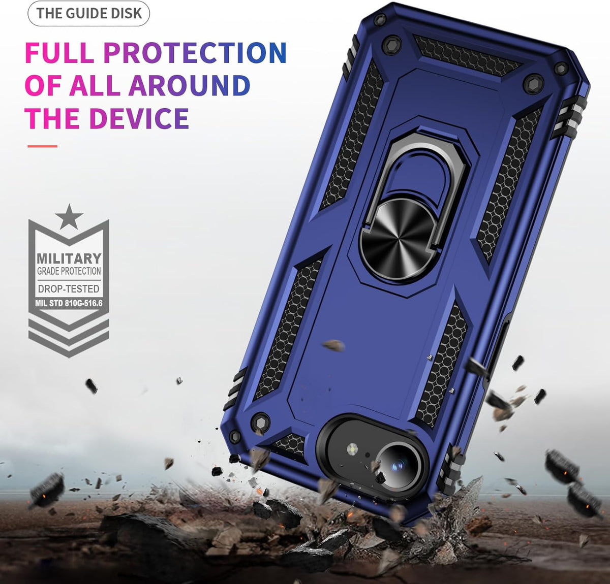 iPhone 16e Hoesje - Blauw - Armor Kickstand Back Cover