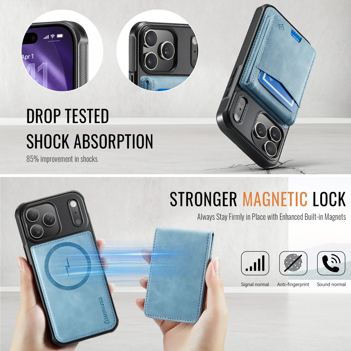 Apple iPhone 18 Pro Hoesje - Aqua Blue - Luxe Kunstleren MagSafe Back Cover met Pasjeshouder