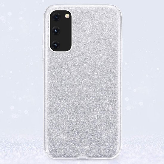 Samsung Galaxy A72 Hoesje - Zilver - Glitter Back Cover