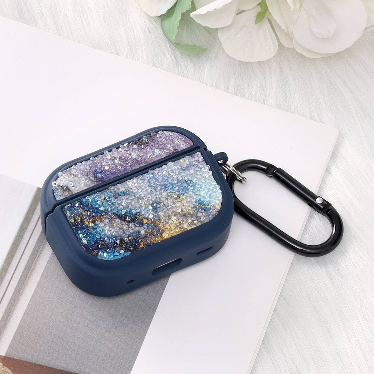 Apple AirPods Pro 2 / Pro Case - Diamond Marble Glitter with Ring - Blue
