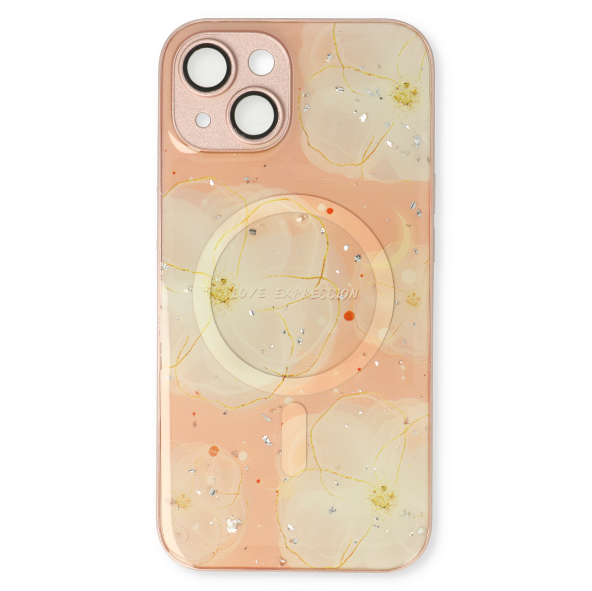 Apple iPhone 13 Hülle - Rosa - Silikon-Marmor-MagSafe-Backcover