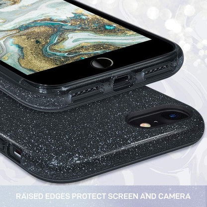 Apple iPhone 7 Hülle - Schwarz - Glitzer-Backcover
