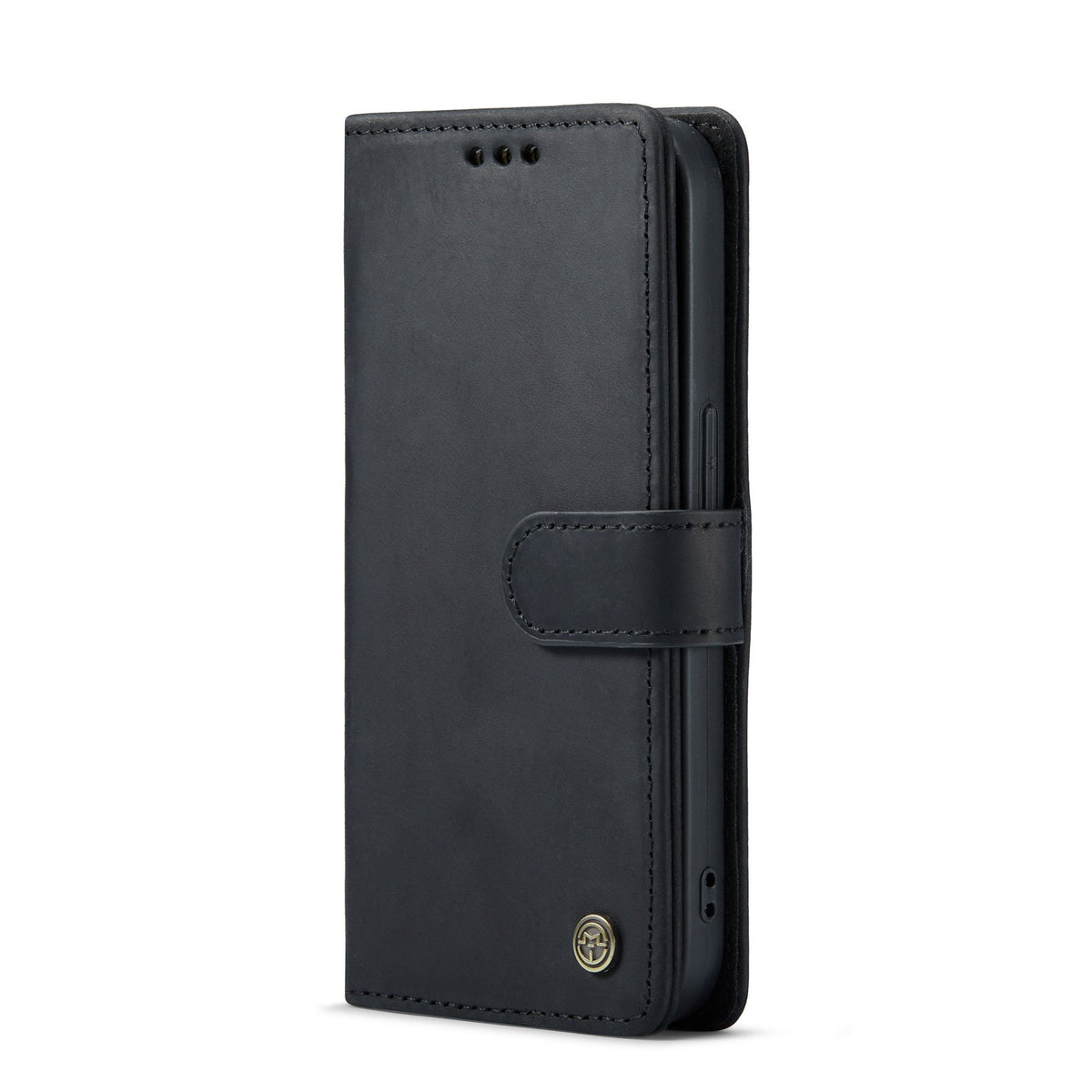 Apple iPhone 15 Pro Max Hoesje - Zwart - Echt Leren Bookcase