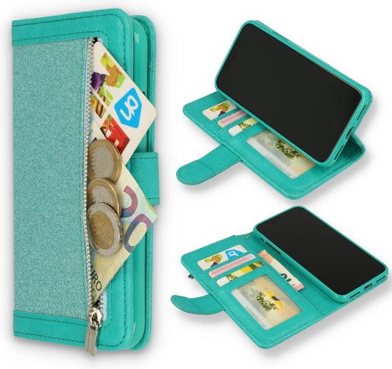 Apple iPhone 11 Pro Hoesje - Turquoise - Luxe Bookcase met Rits