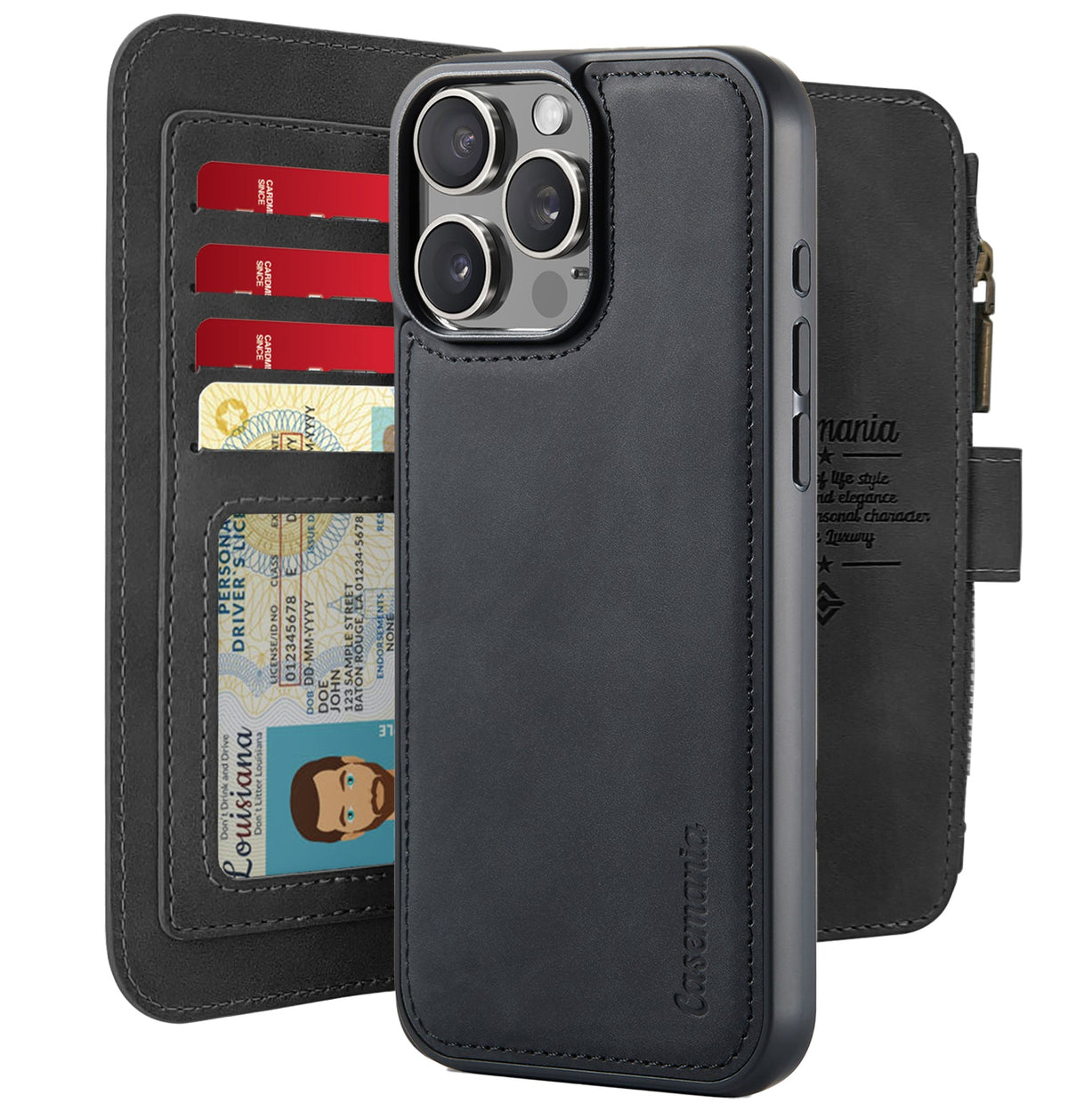 Apple iPhone 16 Pro Hoesje - Charcoal Gray - 2 in 1 Bookcase met Rits