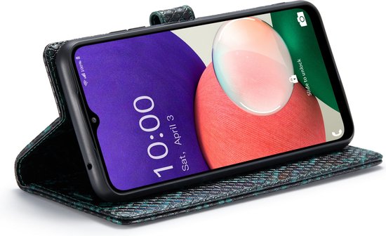 Samsung Galaxy A22 5G Hoesje - Groen - Luxe Slangen Bookcase