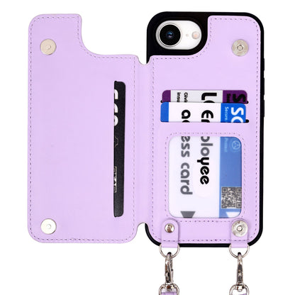 Apple iPhone 16e Case - Purple - Luxury Back Cover with Phone Strap and Zipper