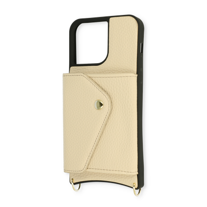Apple iPhone 14 Hoesje - Beige - Luxe Back Cover met Telefoonkoord