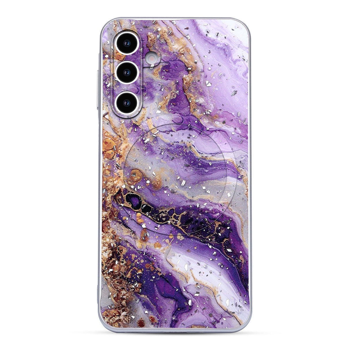 Samsung Galaxy A17 5G Hoesje - Paars - Marmer Glitter MagSafe Back Cover