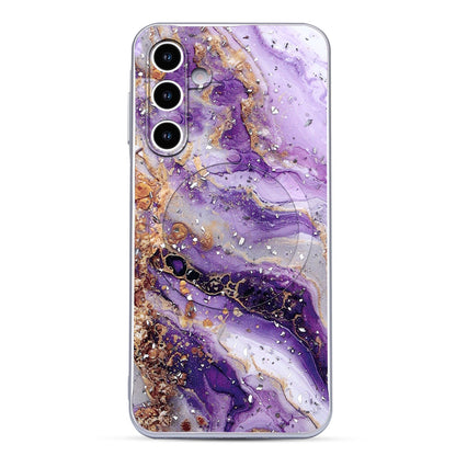 Samsung Galaxy A17 5G Hoesje - Paars - Marmer Glitter MagSafe Back Cover
