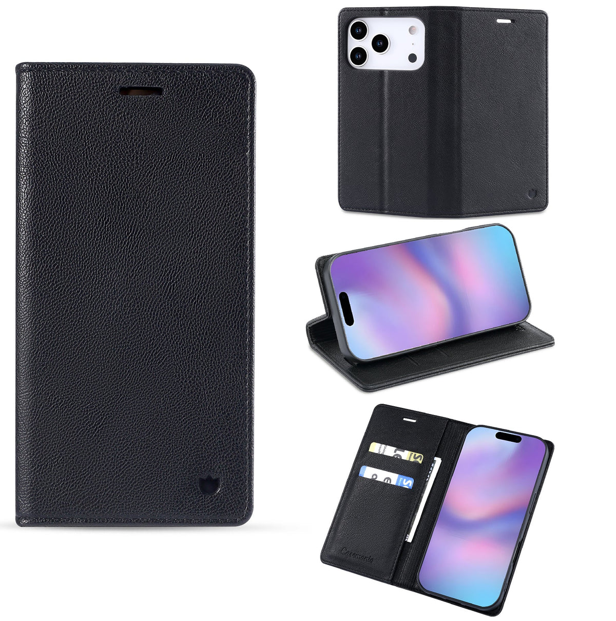 Apple iPhone 17 Pro Max Hoesje - Onyx Black - Dunne Leather-look Back Cover