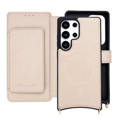 Samsung Galaxy S25 Ultra Hoesje - Beige - CM Amsterdam Back Cover met Telefoonkoord
