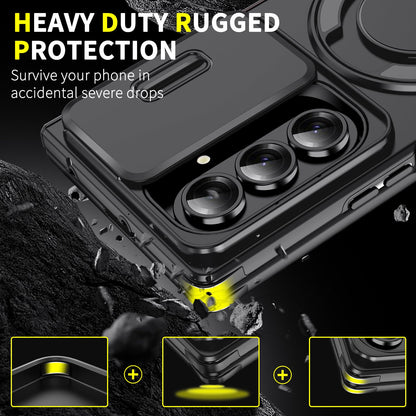 Samsung Galaxy Z Fold 7 Hoesje - Zwart - Siliconen Camera Ringstand Back Cover