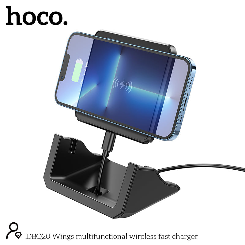 Hoco 15W Kabelloses Ladegerät mit Halterung - Schwarz