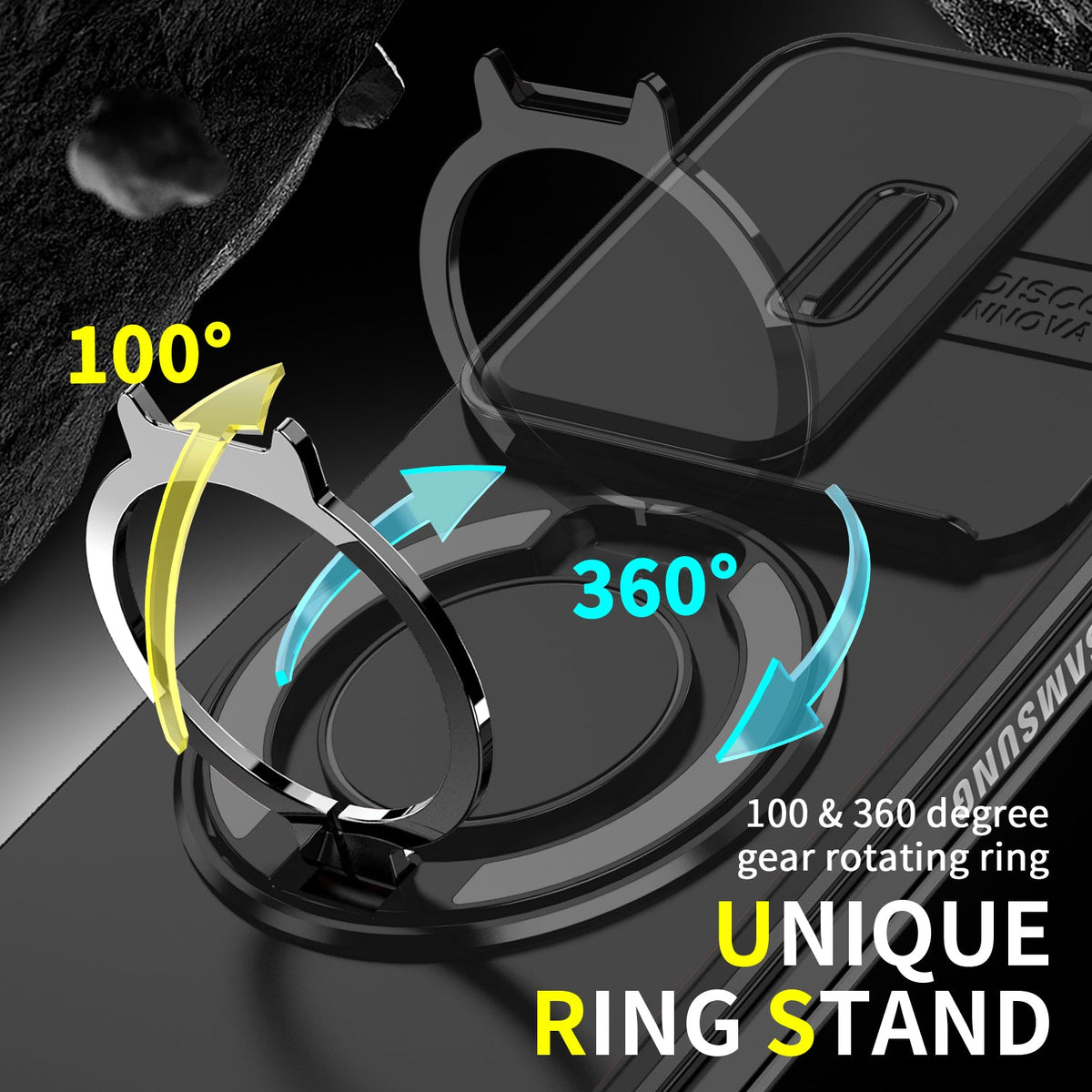 Samsung Galaxy Z Fold 7 Hoesje - Zwart - Siliconen Camera Ringstand Back Cover