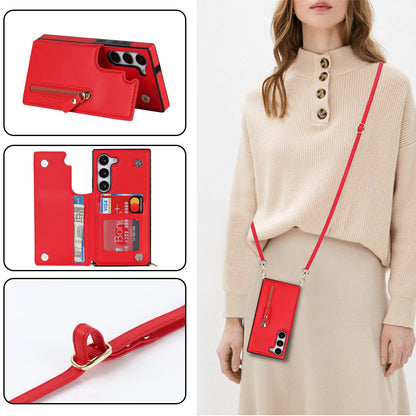 Samsung Galaxy S23 Hoesje - Rood - Luxe Back Cover met Telefoonkoord en Rits