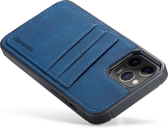 Apple iPhone 12 Pro Max Hoesje - Navy Blue - Back Cover met Pasjeshouder