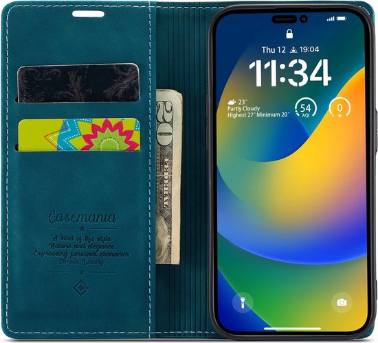 Apple iPhone 14 Pro Max Hoesje - Emerald Green - Dunne Bookcase