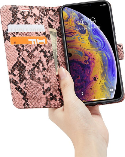 iPhone X / XS Hoesje - Roze - Slangen Bookcase