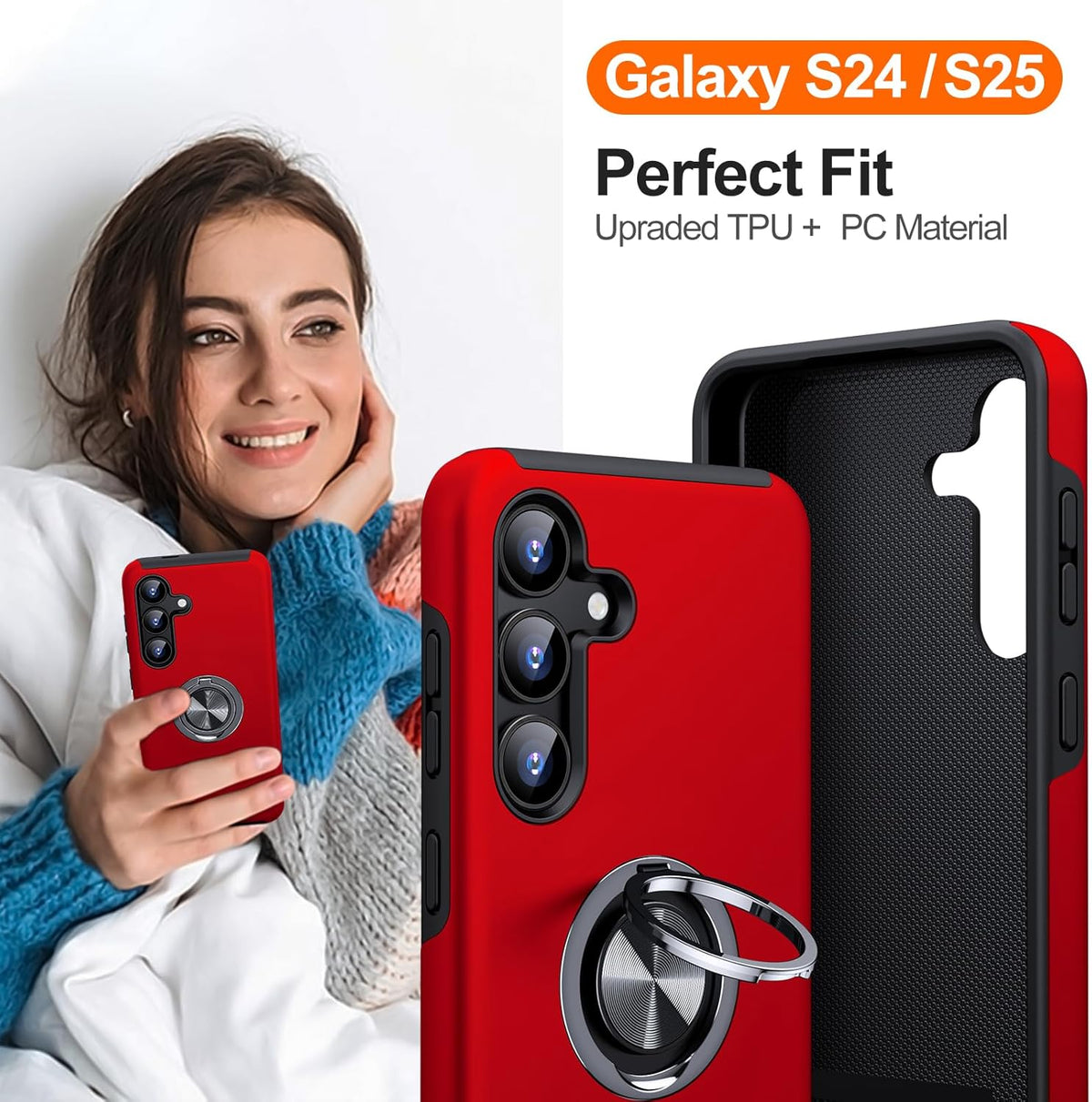 Samsung Galaxy S25 Plus Hoesje - Rood - Armor Kickstand Back Cover