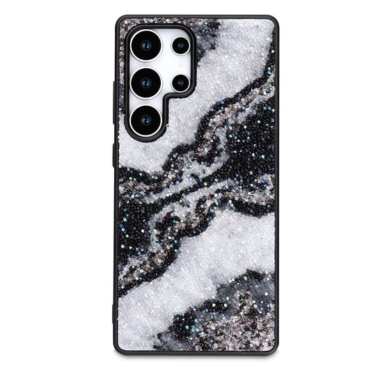 Samsung Galaxy S25 Ultra Hülle - Schwarz - Diamant-Marmor-Glitzer-Backcover