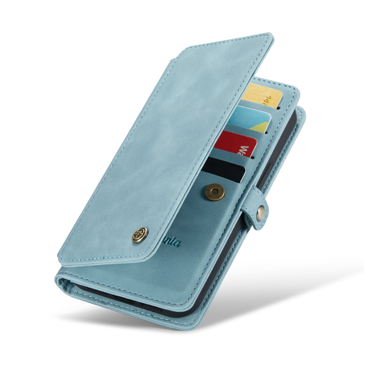Apple iPhone 17 Hoesje - Aqua Blue - Luxe 2 in 1 Bookcase met 10 Kaart Vakken en Polskoord