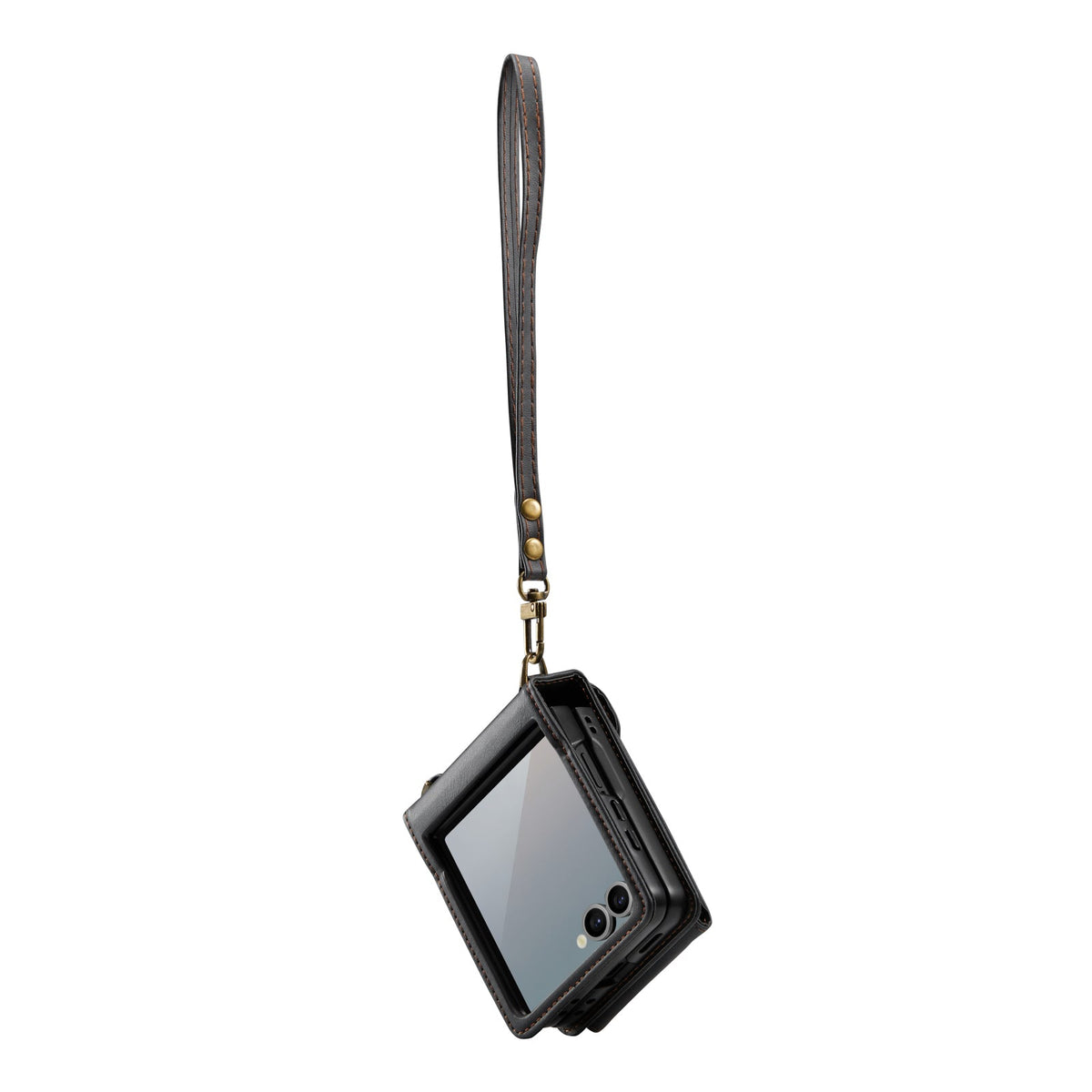 Samsung Galaxy Z Flip 7 Hoesje - Charcoal Gray - Portemonnee Bookcase met Telefoonkoord