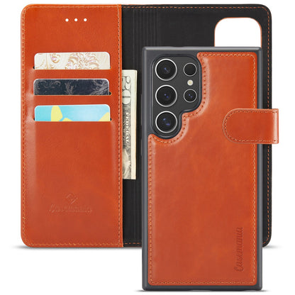 Samsung Galaxy S24 Ultra Hoesje - Sienna Brown - Echt Leren 2 in 1 Bookcase