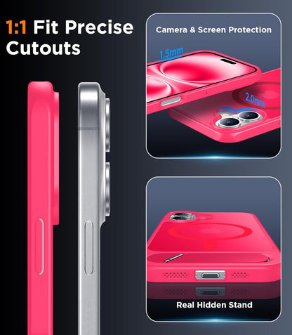 Coque pour Apple iPhone 17 Pro - Rose fluo - Matte Armor MagSafe avec béquille
