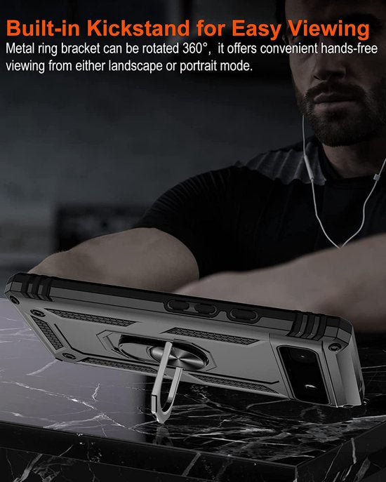 Coque Google Pixel 6A - Noir - Étui arrière avec béquille intégrée