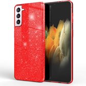 Samsung Galaxy S22 Plus Case - Red - Glitter Back Cover