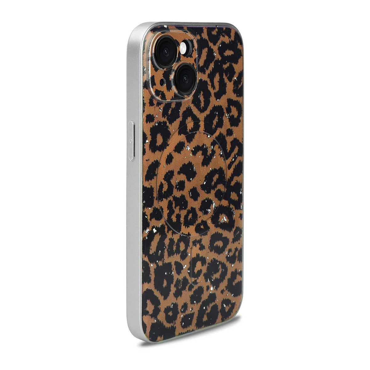 Apple iPhone 14 Case - Leopard Orange - Glitter MagSafe Back Cover