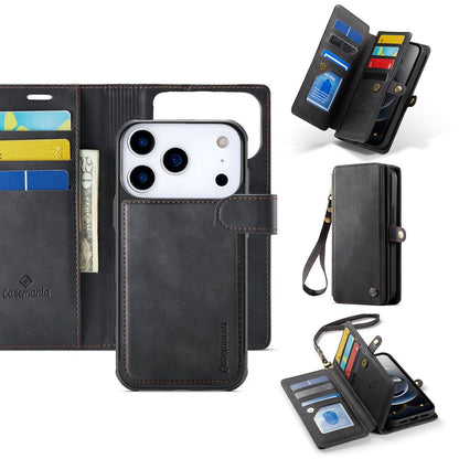 Apple iPhone 18 Pro Hoesje - Charcoal Gray - Luxe 2 in 1 Bookcase met 10 Kaart Vakken en Polskoord
