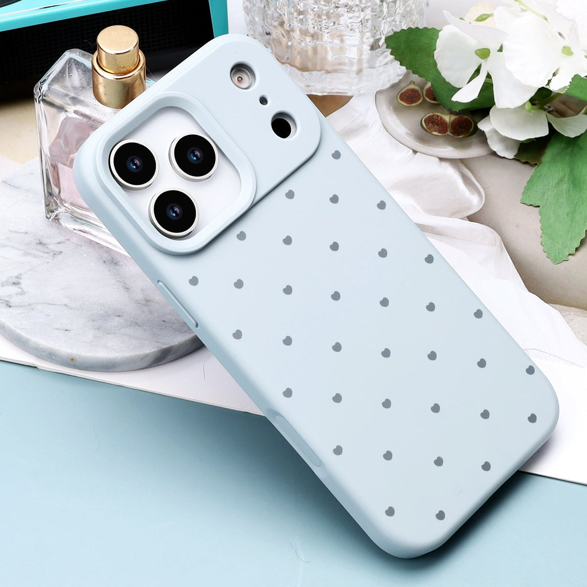 Apple iPhone 17 Pro Max Hoesje - Blauw - Hartjes Back Cover