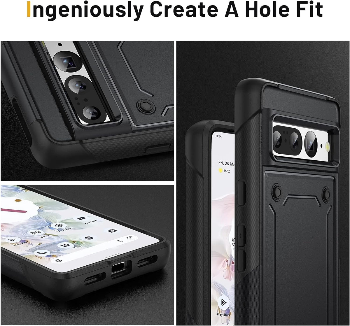 Google Pixel 8 Pro Hoesje - Zwart - Armor Kickstand Back Cover